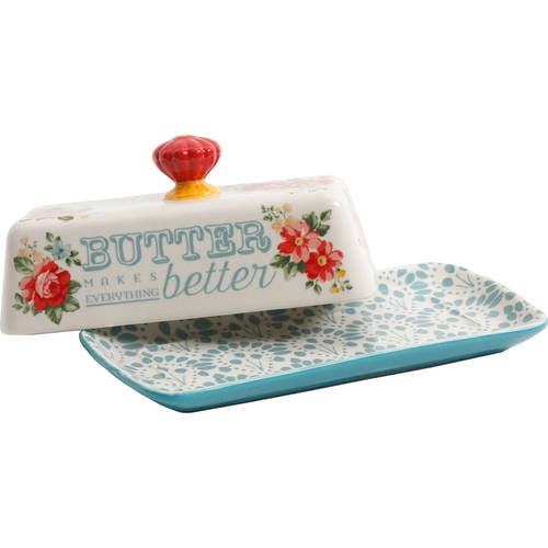 Floral Salt and Pepper and Butter Dish Set Floral Salt and Pepper and Butter Dish Set